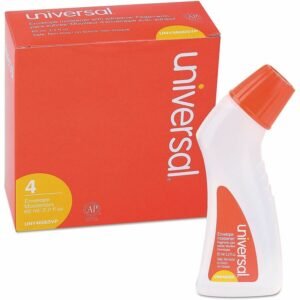 Universal Envelope Moistener 2.20 oz, Clear Adhesive, Clog-free, Fast drying, Non toxic Polymer 4 / Pack