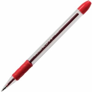 Pentel R.S.V.P. Ballpoint Stick Pens - 0.7 mm Fine Pen Point - Refillable - Red Ink - Clear Barrel - 1 Dozen