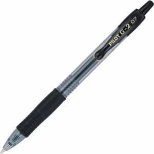 Pilot G2 Retractable Gel Ink Rollerball Pens - Fine Pen Point - 0.7 mm Pen Point Size - Refillable - Retractable - Black Gel-based Ink - Clear Barrel - 1 Dozen